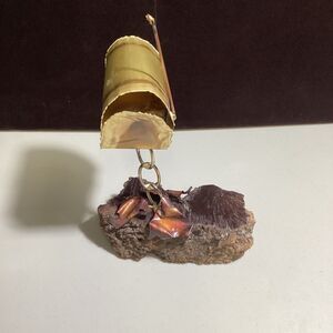 Metal Sculpture Mail Box Driftwood Stand Brutalist Folk Art